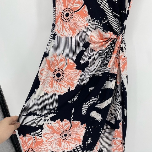 Suzy Shier  pink black Floral fitted twist sleeveless summer casual dress SP - Picture 6 of 14